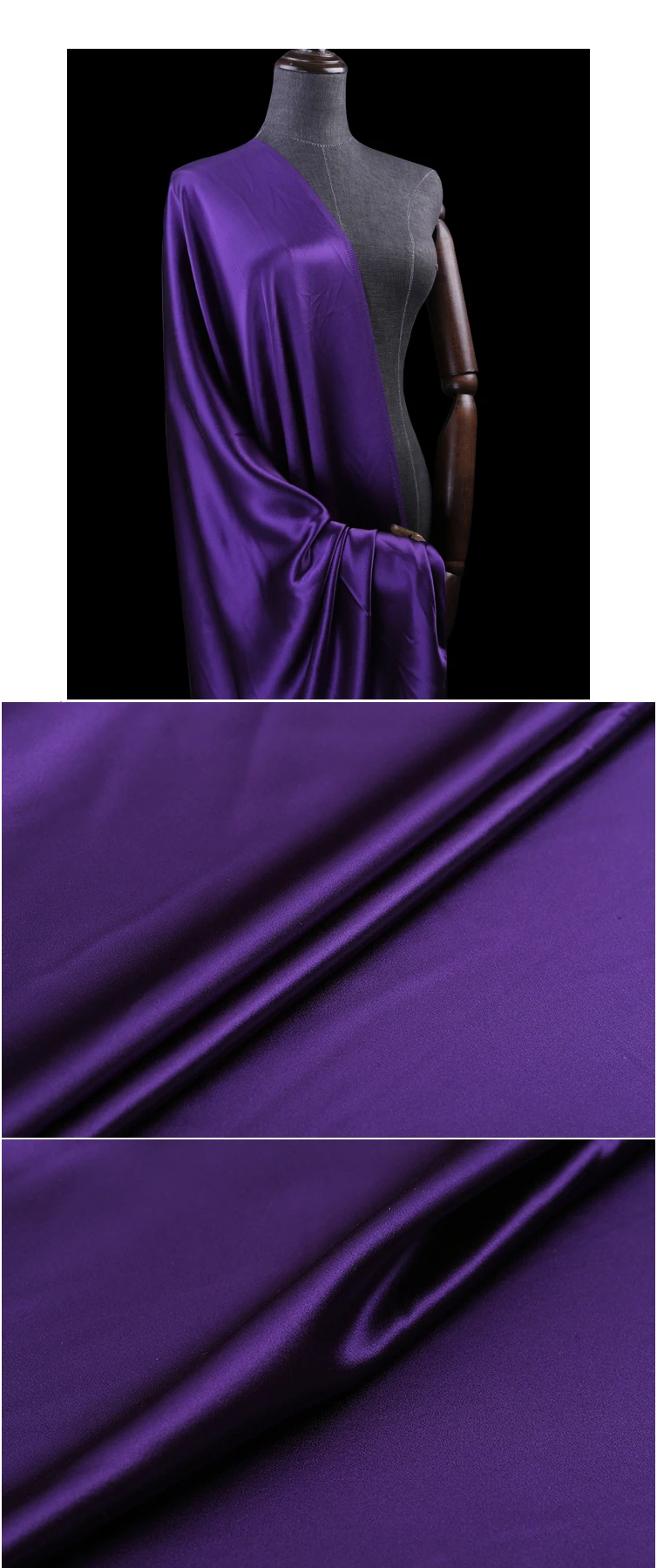 114 см шириной 40 мм Фиолетовый сплошной шелк цвета атласная ткань для платья Cheongsam штаны рубашка B015