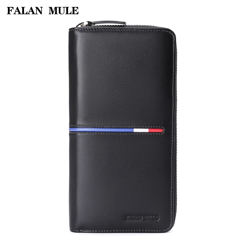 

Fashion Male Clutch Genuine Leather Men Wallet FALAN MULE New Brand Luxury Purse Men Wallets For Phone Card Holder
