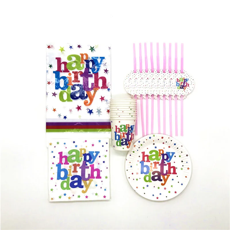 

81Pcs/Lot White Star Theme Wedding Event & Party Tablecloth Boy Girl Birthday Party Paper Cup Plate Straw Napkin Decorate Supply