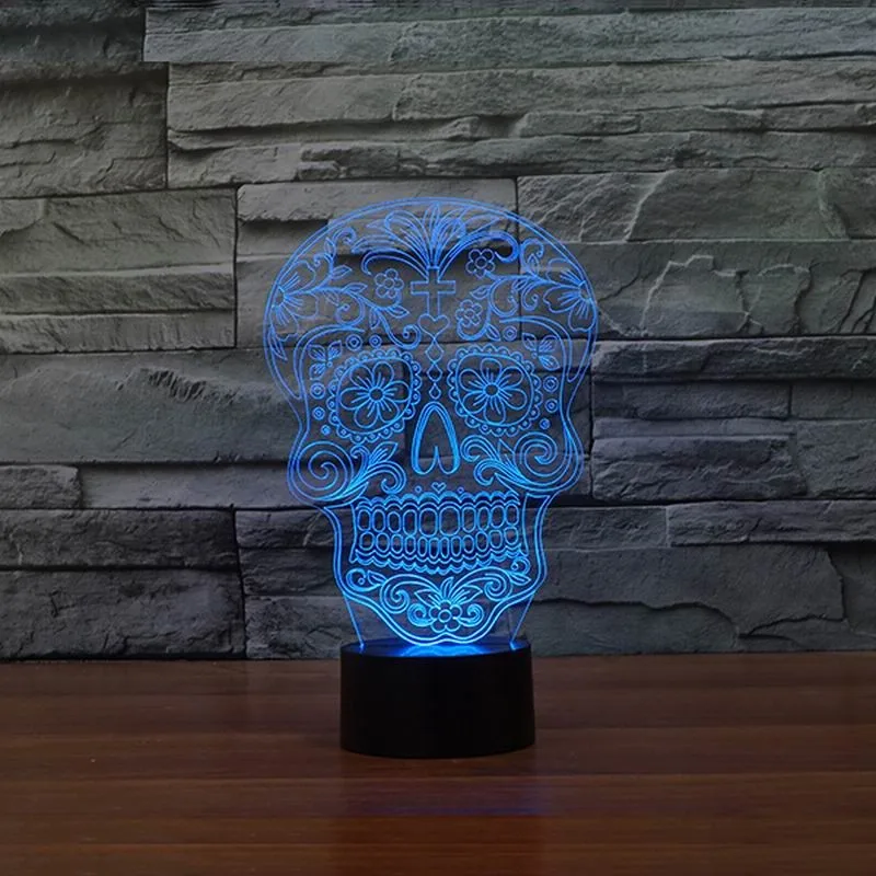 Творческий художественный 3D визуализации череп shpe ночь настольная лампа для украшения дома