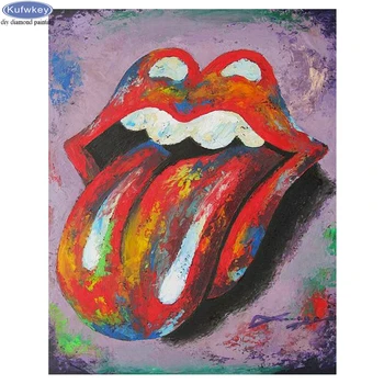

5D DIY Diamond Painting Lips tongue Full Square/round Rhinestone Painting Diamond Embroidery Mosaic Cross Stitch Decor Home
