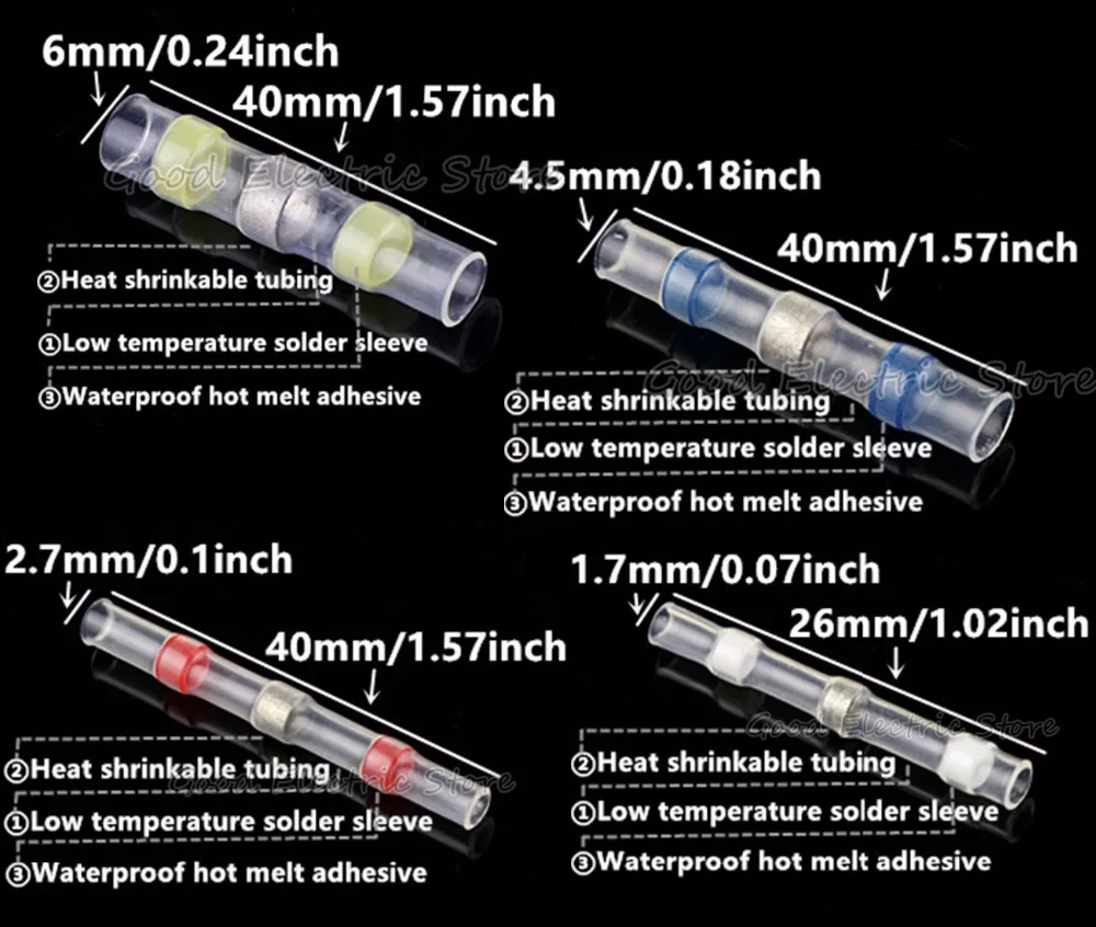 SST практичный электрический водонепроницаемый уплотнение термоусадочные стыковые клеммы припой рукав провода разъемы