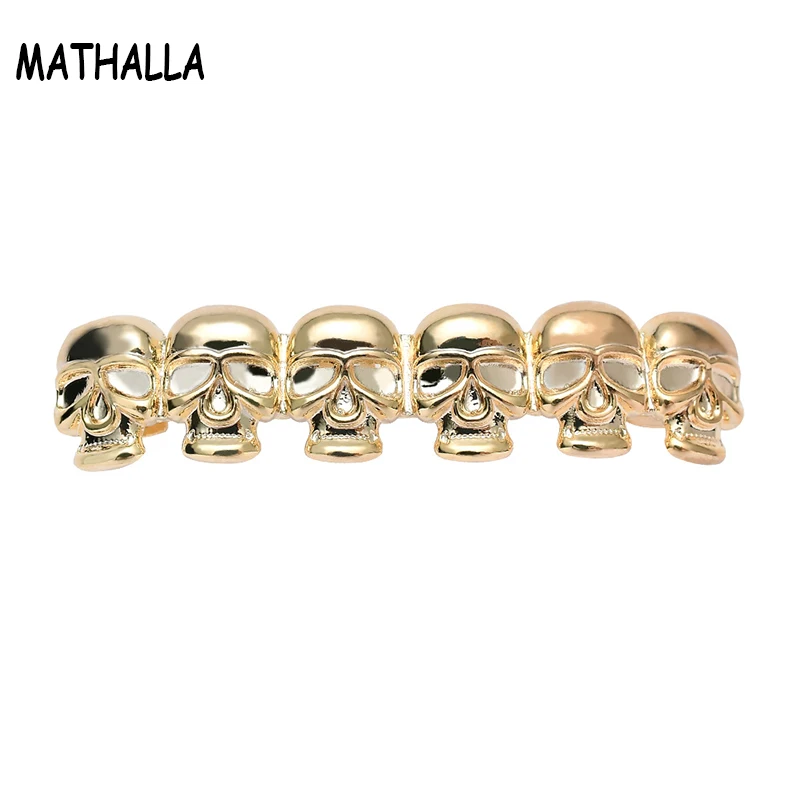 

2018 NEW Hiphop & Rock Gold Grillz Europe America Smooth Skull Silver And Rose Gold Grillz For Halloween Gift