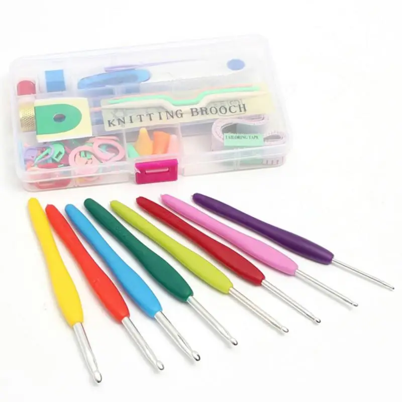 Newest Crochet Latch Curve Needle Mark Hand Knitting Needles Weave Accessories With Case Box Tools Set | Дом и сад
