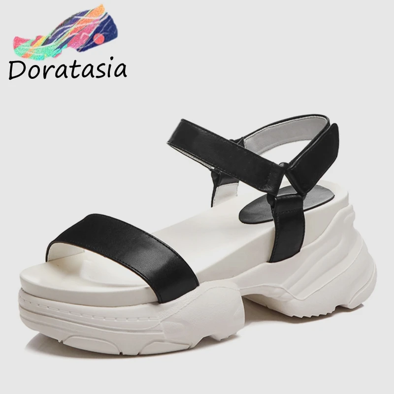 

DORATASIA New Fashion 2019 Comfortable Platform Summer Sandals Woman Shoes Leisure Wedge Heels hook&loop Shoes Woman Sandals