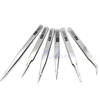 

6Pcs Stainless Steel Anti-static Tweezer Maintenance Tool TS10-15-PY