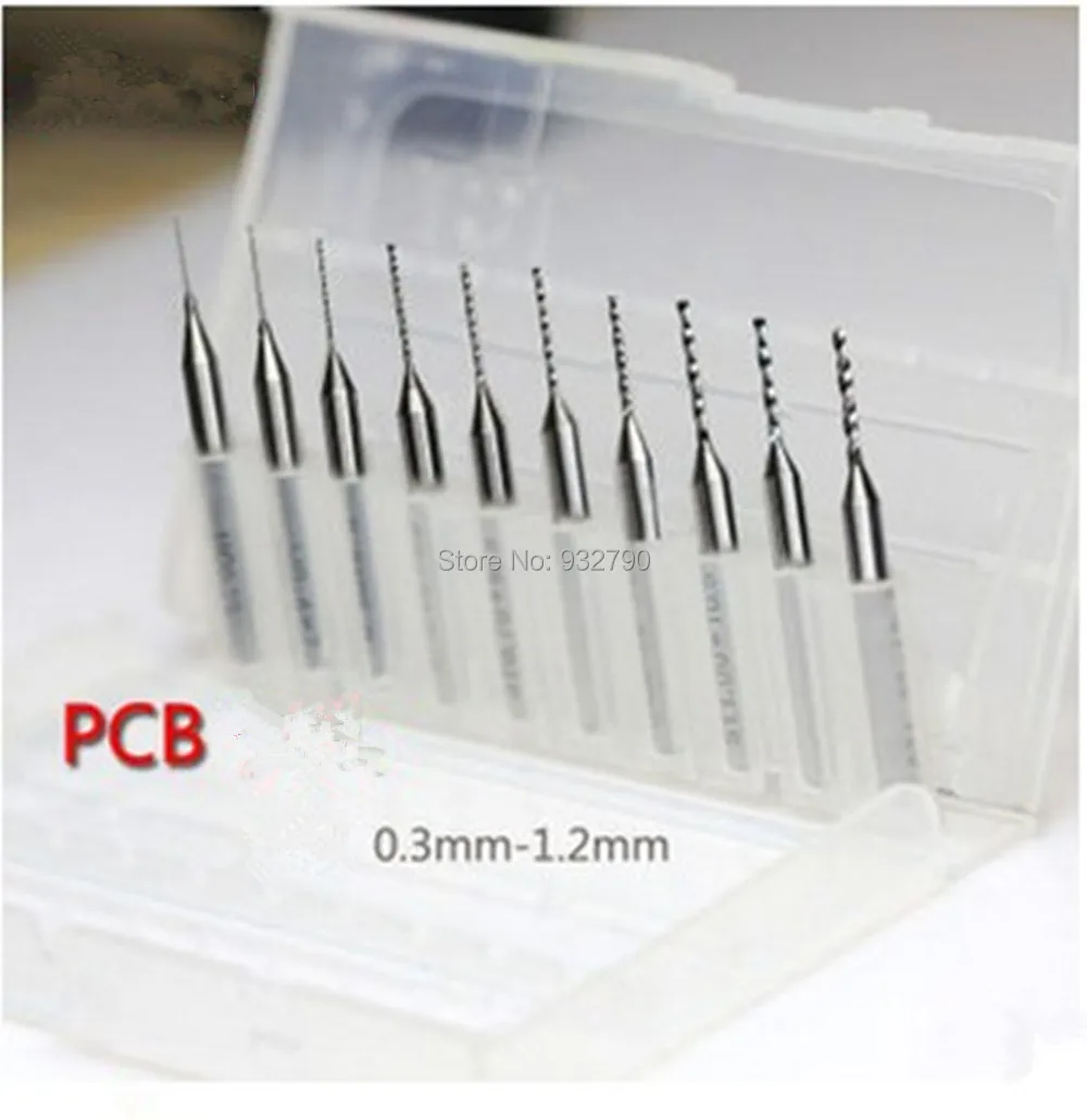 A Box 10* 0.8mm Carbide Steel PCB CNC Dremel Jewelry Micro Engraving Drill Bits 
