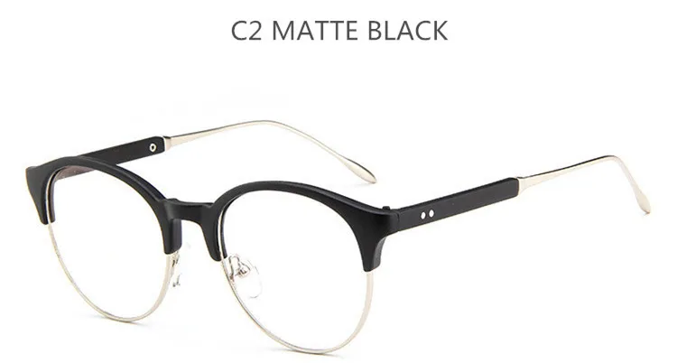 Высокое качество, кошачий глаз, ретро очки, оправа, металлическая полуоправа, очки, оправа, мужские трендовые близорукие очки, оправа, Oculos De Sol Feminino - Цвет оправы: C2 Matte Black