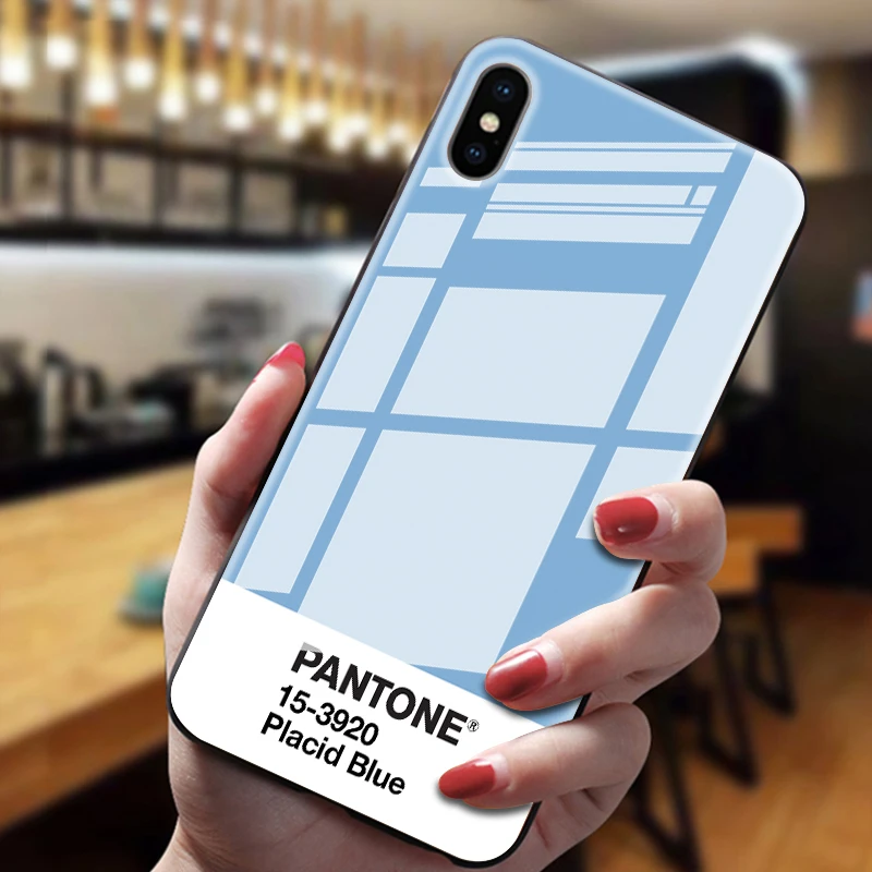 Pantone цветной чехол из закаленного стекла для телефона для iphone 5 6 7 8 6s 6s plus 7plus 8plus x xr xs xsmax - Цвет: 1