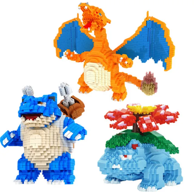 1700 pcs anime cartoon venusaur blastoise charizard plastic building