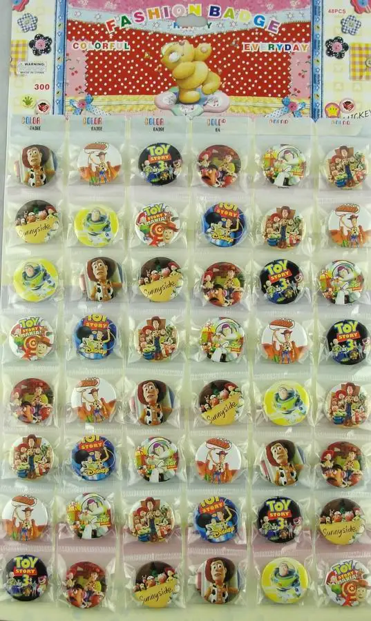 

48 Pcs/Set Toy Story Kid's Cartoon anime Brooches Pin Badge 30MM 3.0CM Wholesale