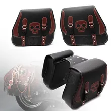 Black PU Leather Saddle Bag Motorcycle Luggage Left+Right Side Tool Bag For Honda Suzuki Yamaha Harley Sportster Cafe Racer bjmoto brown motorcycle pu leather left right side saddlebag saddle bag luggage bag tool bags storage for harley sportster