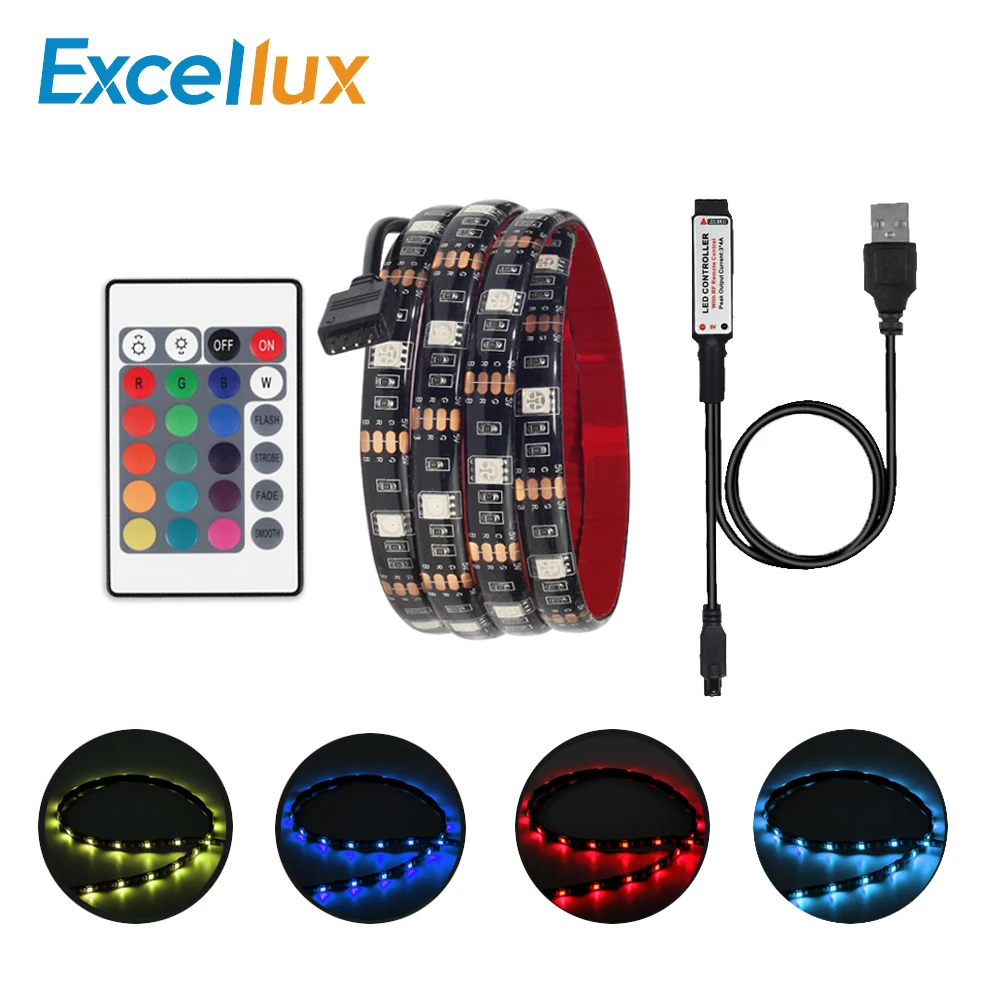 Светодиодная лента 5 В USB 5050 RGB 24 клавиши ИК пульт дистанционного управления/мини
