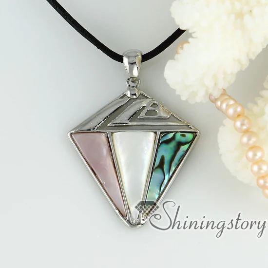 

white oyster shell pink oyster shell rainbow abalone Shell triangle openwork necklaces with pendants mother of pearl jewellery
