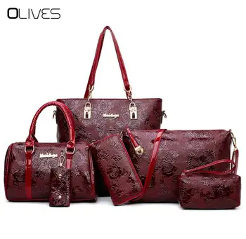 

Women's Handbags Fashion Shoulder Bag Female Messenger Bag High Quality 6-Piece Set Famous Designer Brand Bolsa Feminina
