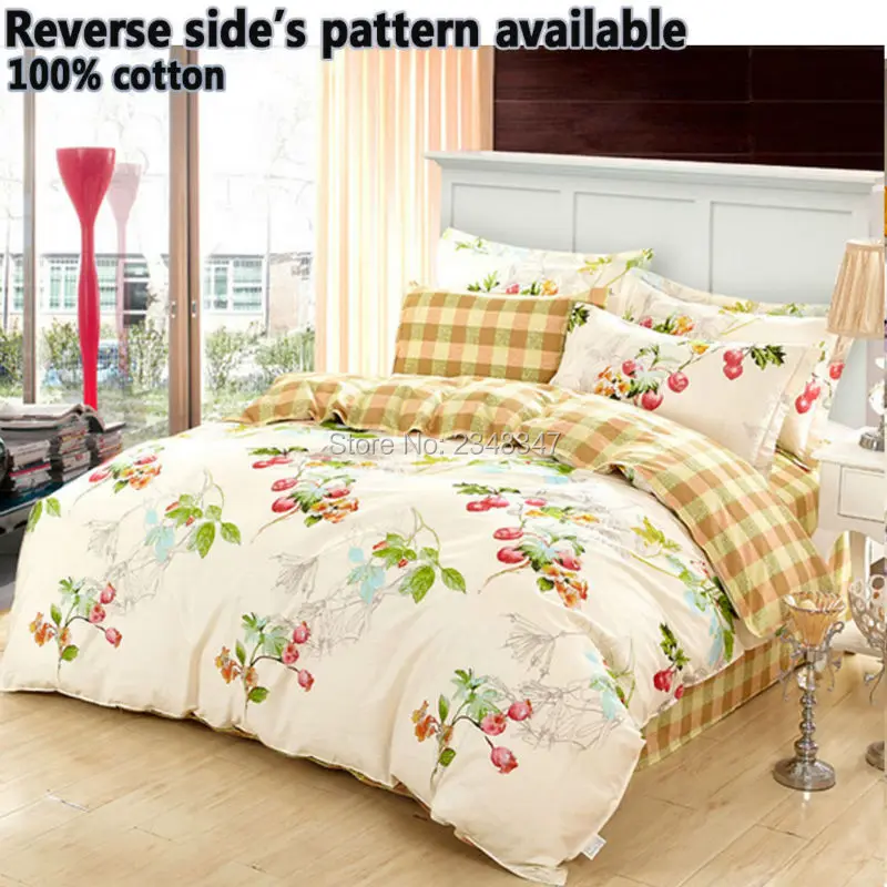 Quality 4PCS 100 Cotton Single/Twin/Double/Full/Queen/King Size Bed