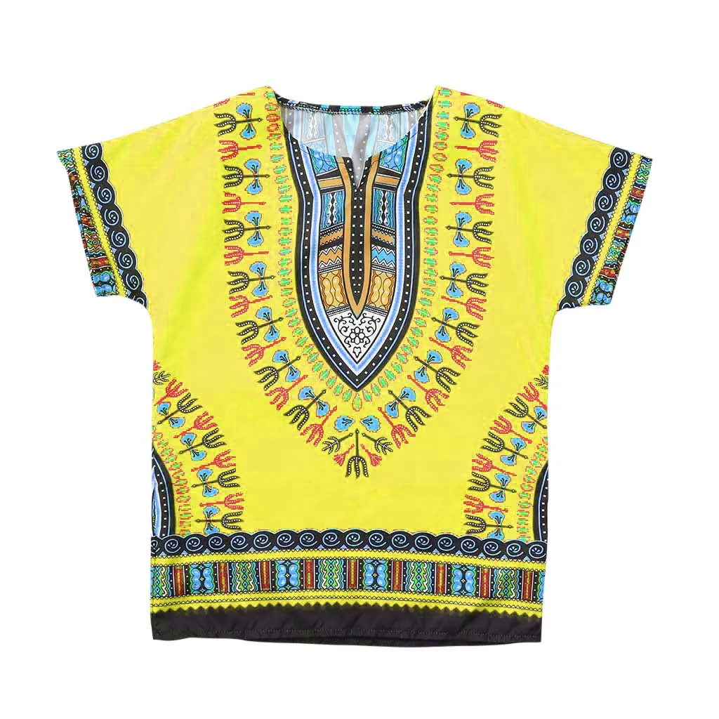 Boy Girl Kids Baby Unisex Bright African Colour Child Dashiki T Shirt Tee Tops Fashion Baby Girl Shirts Camisetas Tshirt Baby