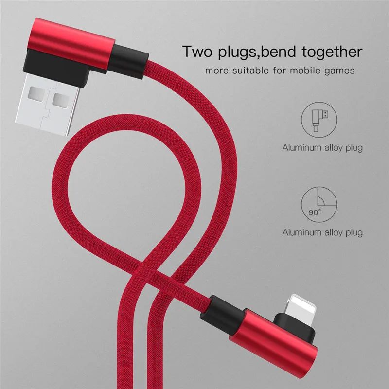 For iphone charger USB Cable Fast Charging 90 Degree usb cord 8 Pin Cable For iphone X Xs Max 8 7 6 plus 6s 5 5s se ipad cable