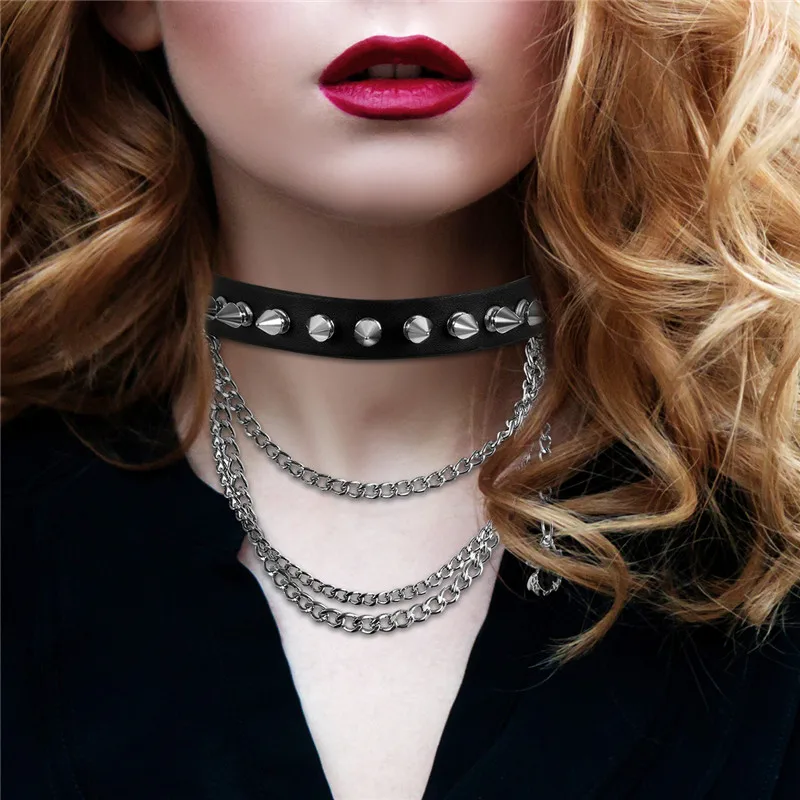 Женское колье чокер с шипами в готическом стиле|statement jewelry|choker necklacecollar choker |