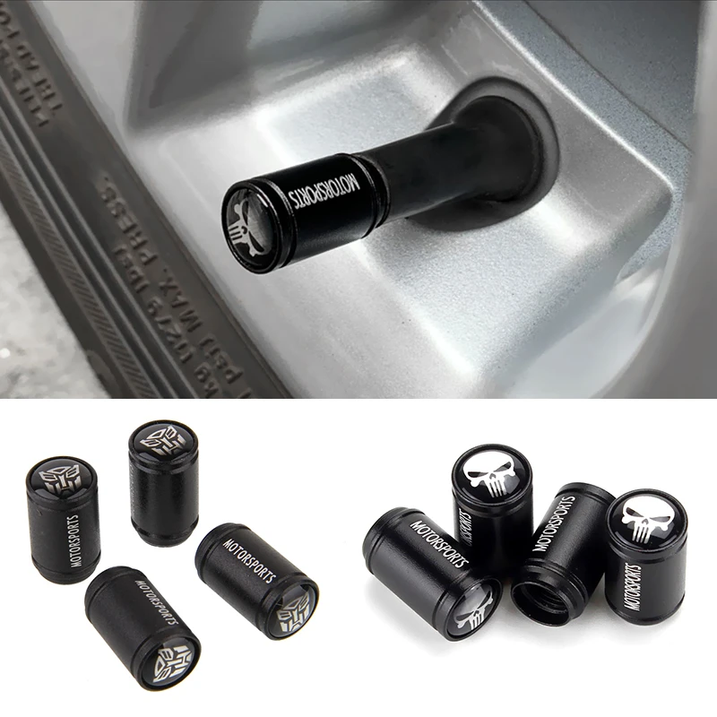 

Car Tire Valve Caps Matte Air Tyre Stems Cover for Super hero Transformers Decepticons the Punisher Cars Accessories