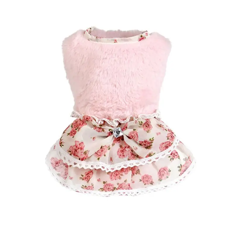 Зима теплая Милый свитер Одежда для собак платье Pet Puppy маленькая девочка с свитер очарование одежды продукты Товары для собак - Цвет: Розовый