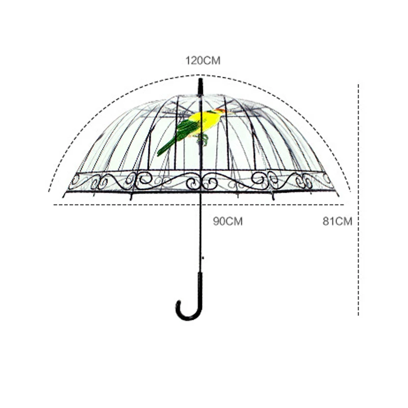 Новинка года PUC прозрачный зонт складной птичья клетка зонтик длинная ручка зонтик прозрачный для мужчин и женщин модели Новинка дождь
