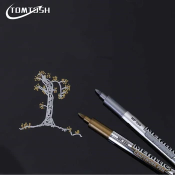 

TOMTOSH 1Pcs Paint Pen Metal Color Pen Technology Gold And Silver 1.5mm Up Paint Pen Student Supplies Marker Pen