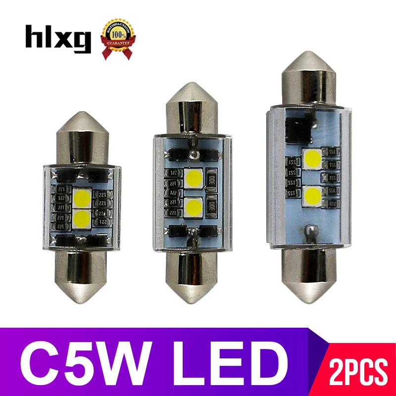 Hlxg 2 шт. гирлянда CANBUS 31 мм 36 мм/39 мм/41 мм C5W led ошибок 5630 5730 smd Интерьер Чтение 6000K белый лампы купольные лампы 12V