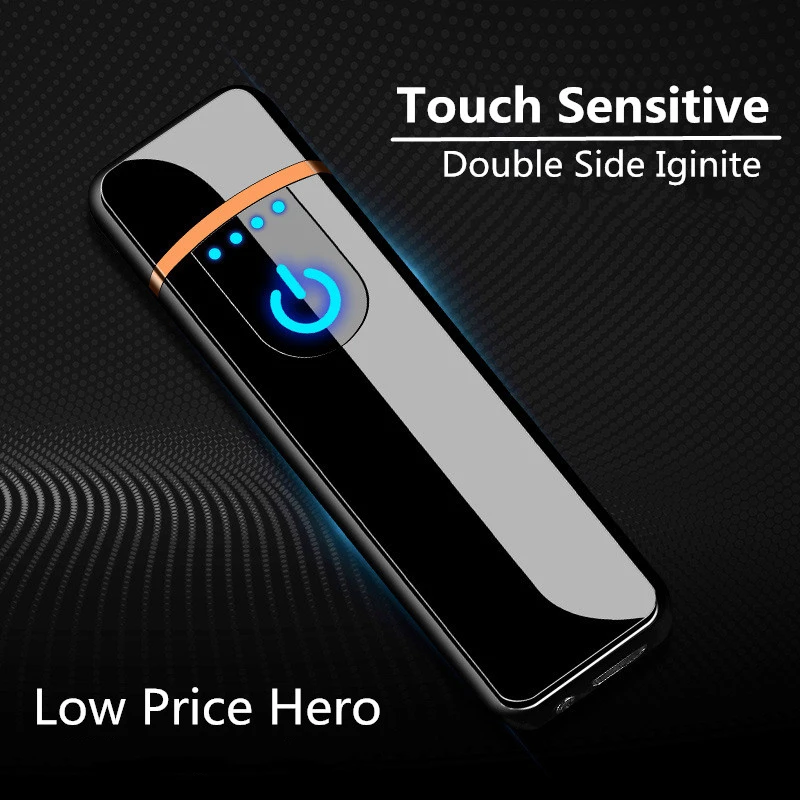 

Ultra Thin Electronic Lighter Windproof USB Rechargeable Lighter Double Iginition Cigarette Lighter Men Gifts Smoking Lighters