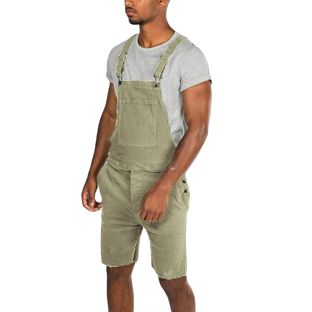 

2019 New Stylish Garment Men's Plus Size Pocket Jeans Overall Jumpsuit Streetwear Overall Suspender Pants S-3XL Ropa de hombre