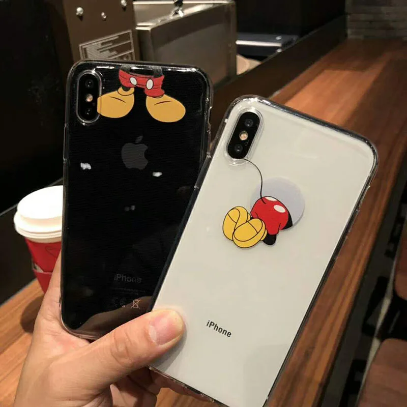 

Phone case for iPhone XSMAX X XR XS Cute cartoon mickey transparent soft TPU cover case for iphone 6 6S 7 8 Plus back conque