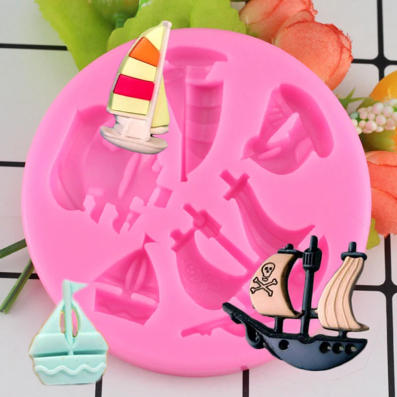 Moule 3d En Silicone En Forme De Bateau Pirate Pour Fete De Bebe Bateau Marin Gateau Fondant Outils De Decoration Chocolat Gomme A Bonbons Moules En Argile Aliexpress