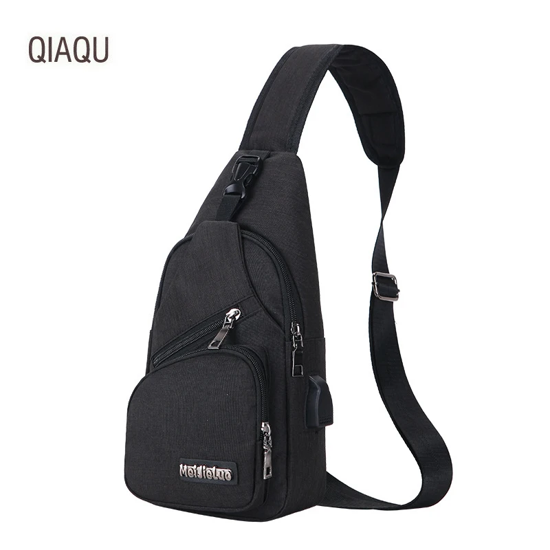 

QIAQU new fashion Unisex Outdoor Zipper nylon Messenger Bag Sport Chest Bag USB Waist Bag man Shoulder Bags Travel accessories