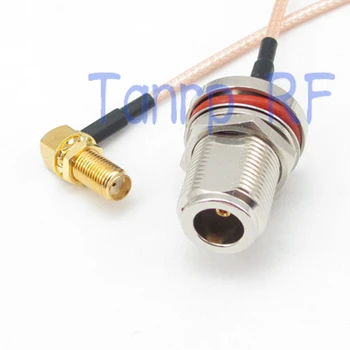 

2PCS 20INCH N female jack nut bulkhead to SMA female right angle RF adapter connector 50CM Pigtail coaxial jumper cable RG316