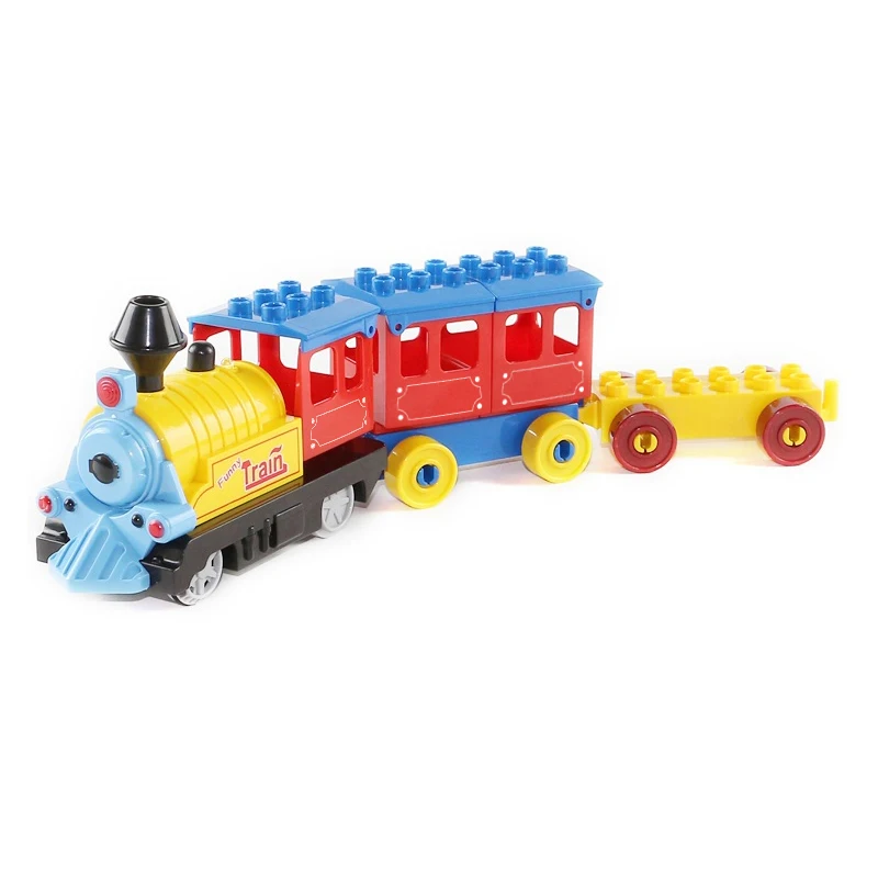 Игрушечный поезд Duplo на батарейках, строительные блоки, детские развивающие игрушки, подарок, Электрический поезд для детей
