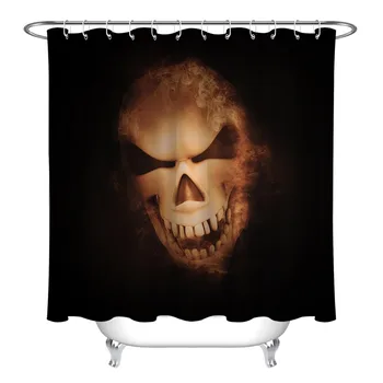 

LB Extra Long Scary Funny Skull Halloween Black Shower Curtain Waterproof Custom Bathroom Curtains Fabric For Bathtub Decor