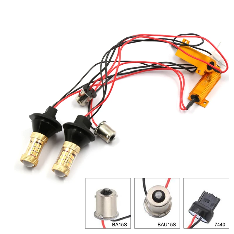 

New 2pcs Dual Color Switchback bau15s Single Filament LED DRL Turn Signal Light Kit 54 LED 4014 white and amber