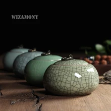 WIZAMONY высокое качество кракле глазурь Longquan Celadon керамика 405 г емкость экологически чистый чай Caddy чай канистра чай фарфоровая банка