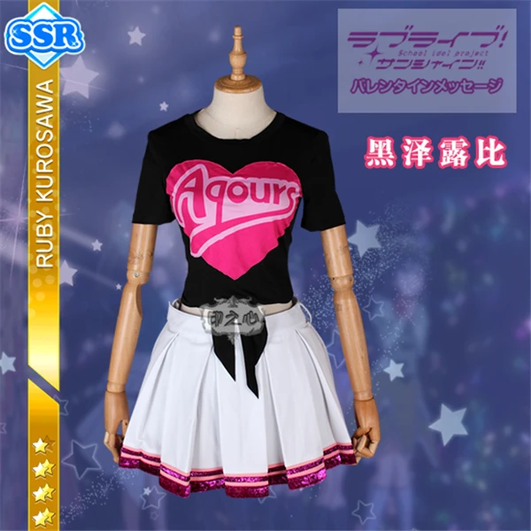 Аниме Love Live Sunshine Aqours Miracle Wave платье Ruby Kurosawa костюм для косплея Топы + юбка головной