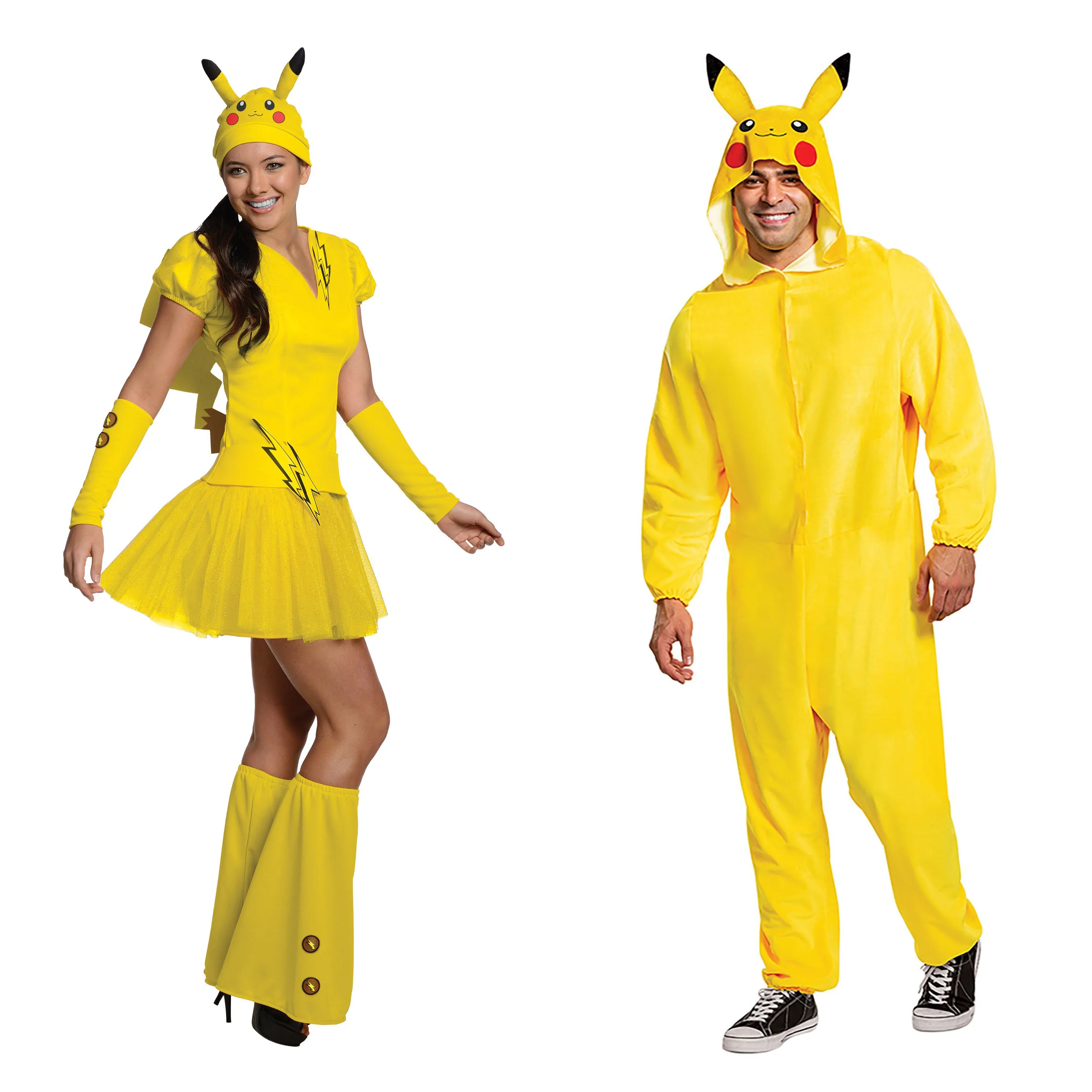 

Anime Pikachu Cosplay Costume for Adult Men Women Halloween Fancy Party Dress Up Outfit Onesie Sleepwear Jumpsuit
