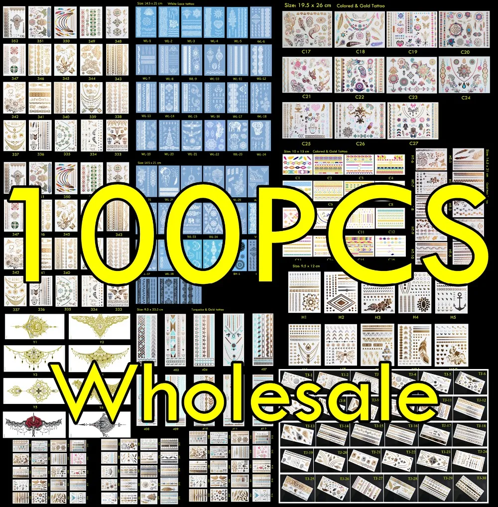 100 шт. Временные татуировки оптовая продажа высокое качество водостойкие