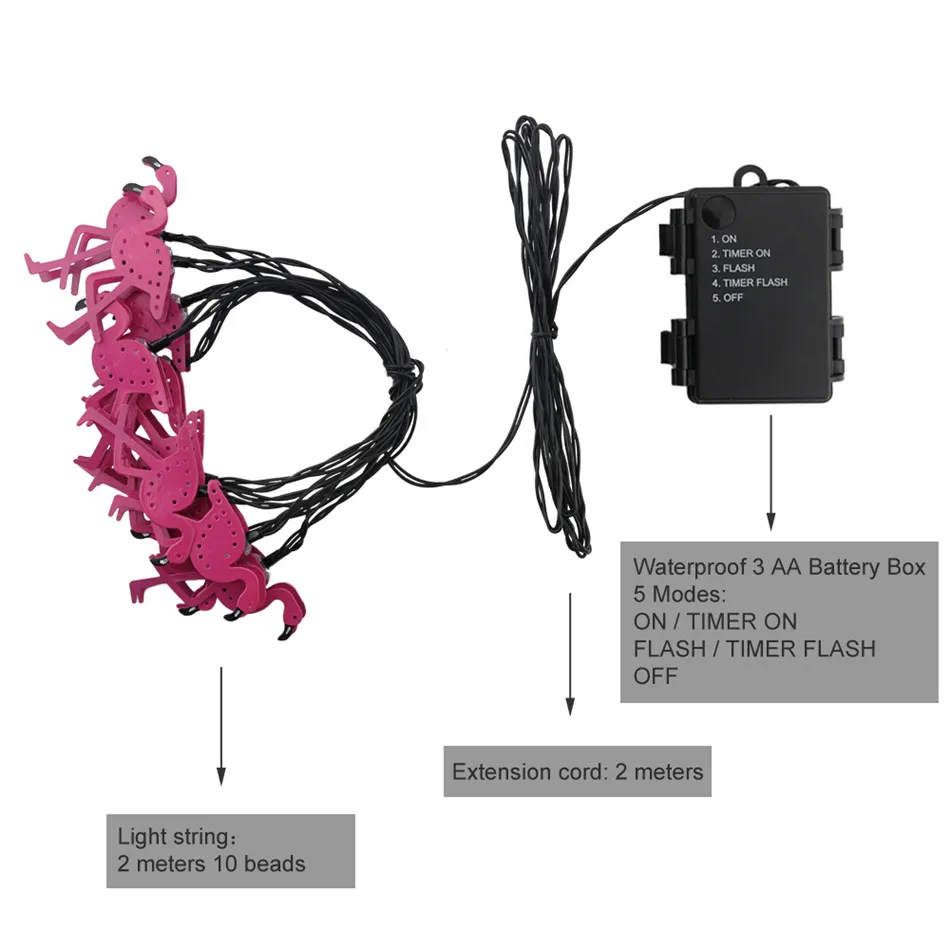 5 режимов внутреннего и наружного украшения Рождественский металлический Фламинго Форма светодиодный струнный свет водонепроницаемый на батарейках светодиодный Сказочный свет - Испускаемый цвет: 4 meters 10 beads