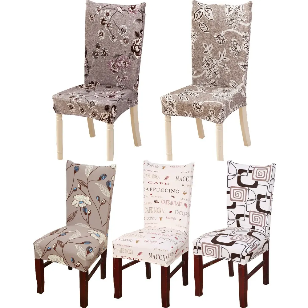 

1Pc Spandex Elastic Floral Print Letter Pattern Slipcovers Stretch Removable Dining Chair Cover Hotel Banquet Seat Cover 20