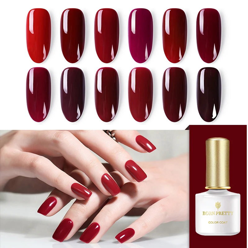 

BORN PRETTY 12 Colors Red Series UV Gel Nail Polish Lacquer Soak Off Gel Varnish Nail Art Lacquer