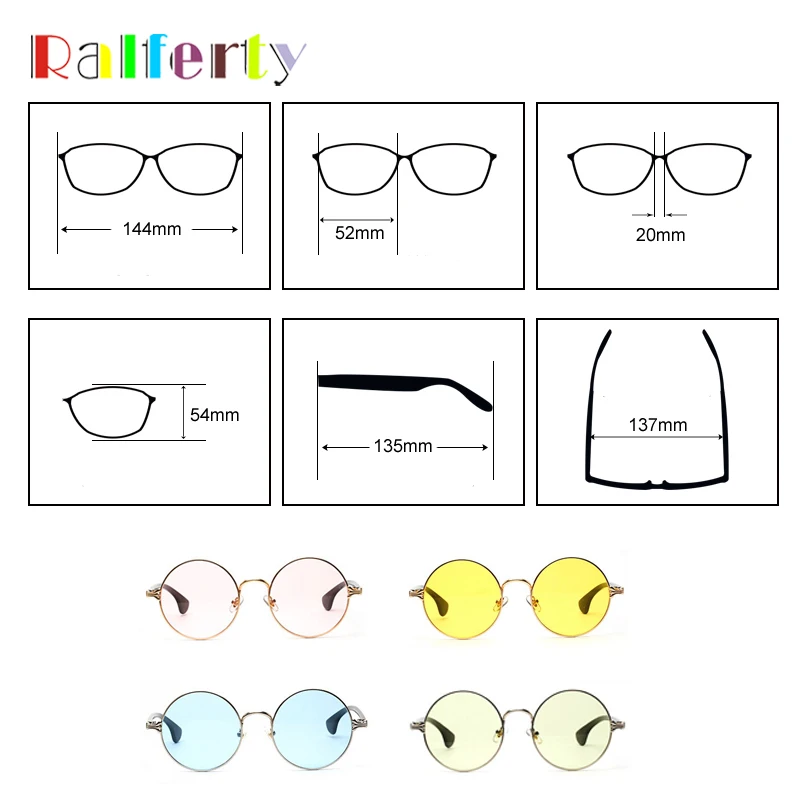 Ralferty Candy Colored Sunglasses Women Round Sun Glasses Yellow Blue Pink Transparent Eyewear Ladies Circle Sunglass 6301 3