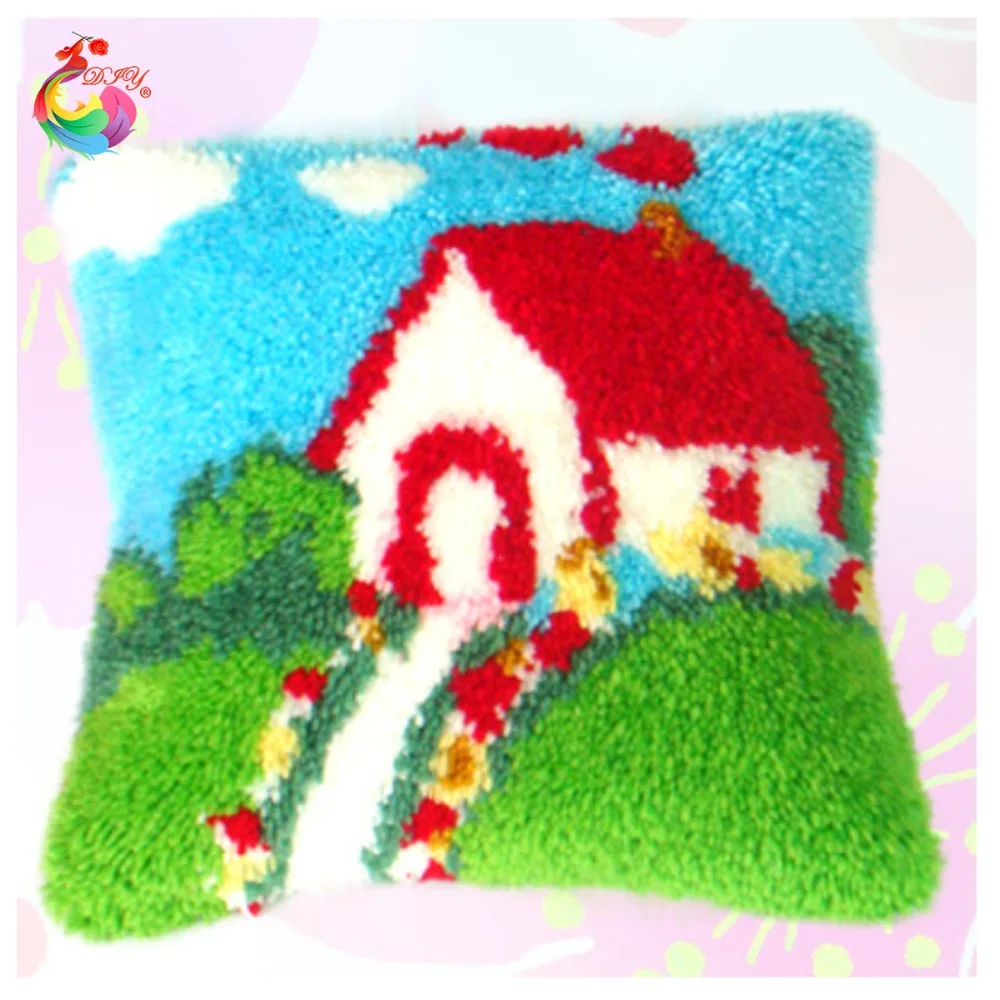 House 3d Latch Hook Pillow Kits Hot Diy Needlework Crocheting Rug Kits