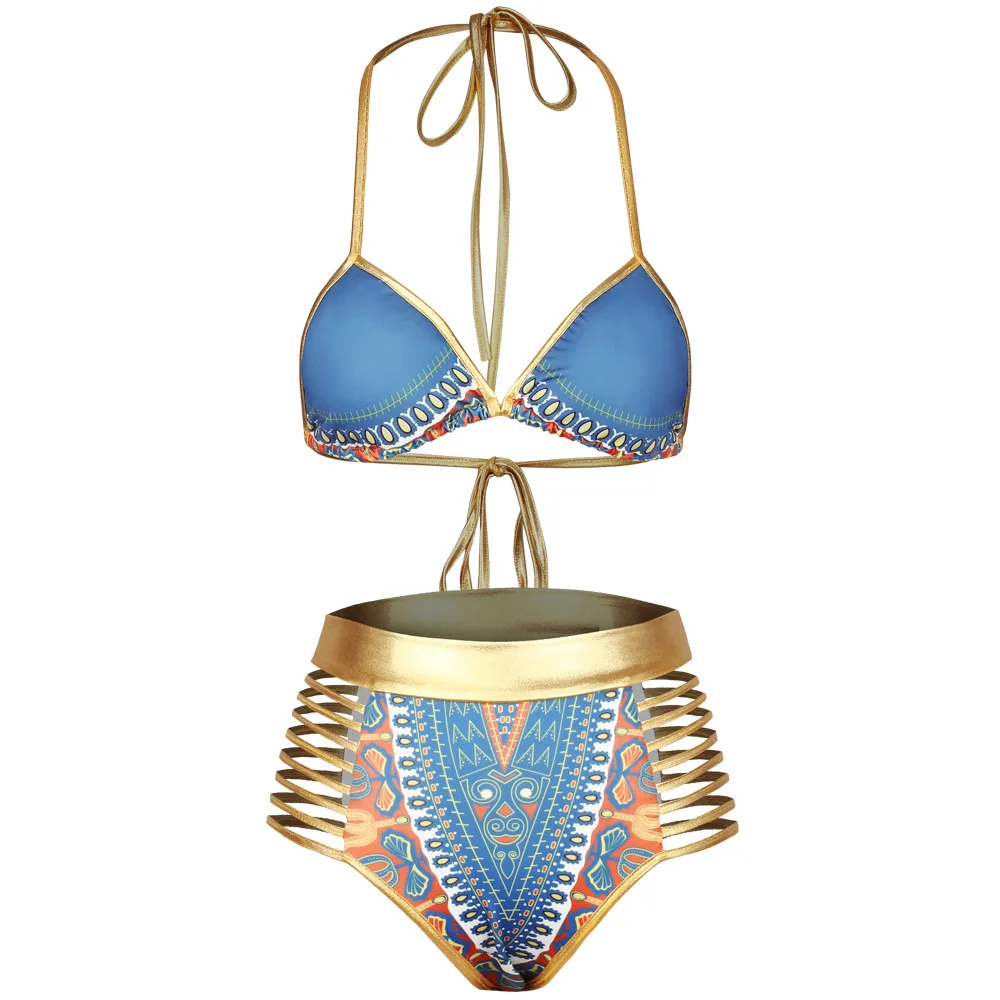 Goede 2019 Sexy Hoge Taille Badpak Zuid Afrikaanse Gouden Halter Bikini IB-52