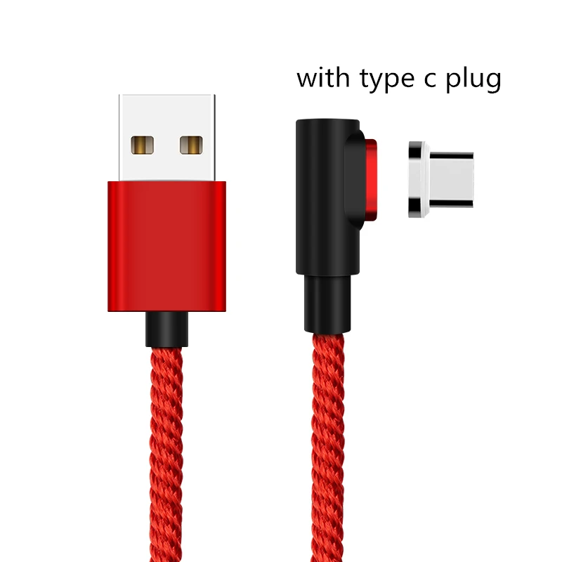 SUNPHG 90 градусов Магнитный кабель l-линия Micro USB кабель type C USBC 3A кабель для быстрой зарядки Магнитный зарядный провод для iPhone samsung - Цвет: red type c plug