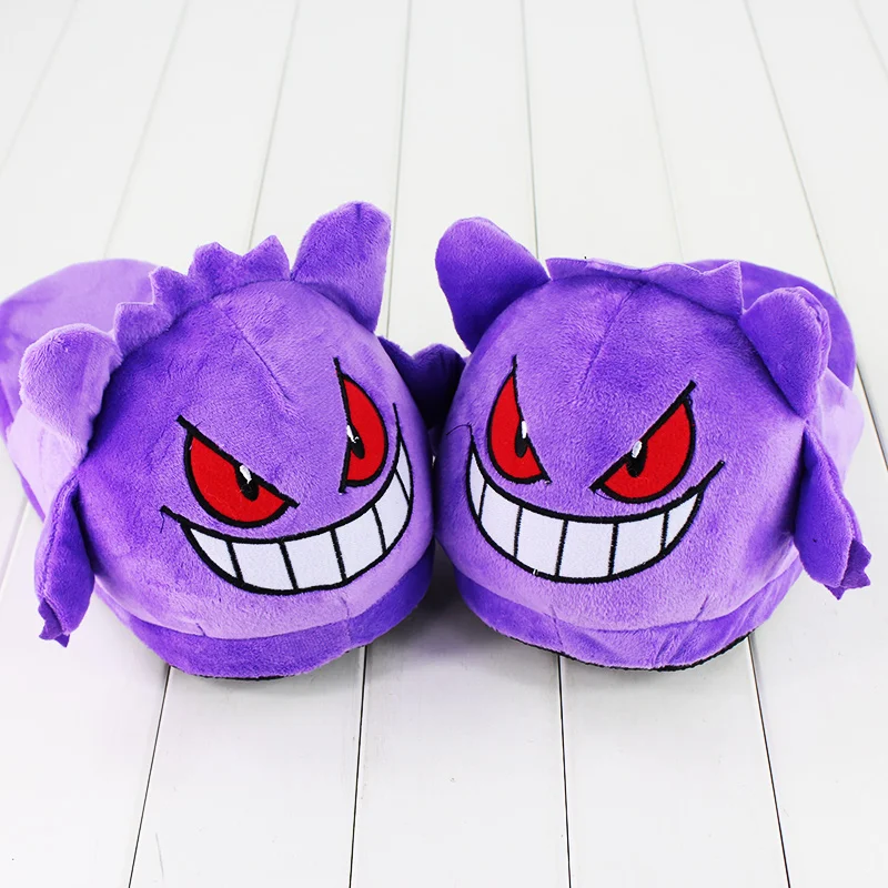 28cm Anime Slippers Gengar Winter Indoor Shoes Warm Adult Plush Stuffed Shoes at Home