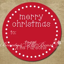 Персонализированные рождественские наклейки, бирки, Заказные подарочные этикетки на Рождество, кекс toppers, рождественские украшения красный